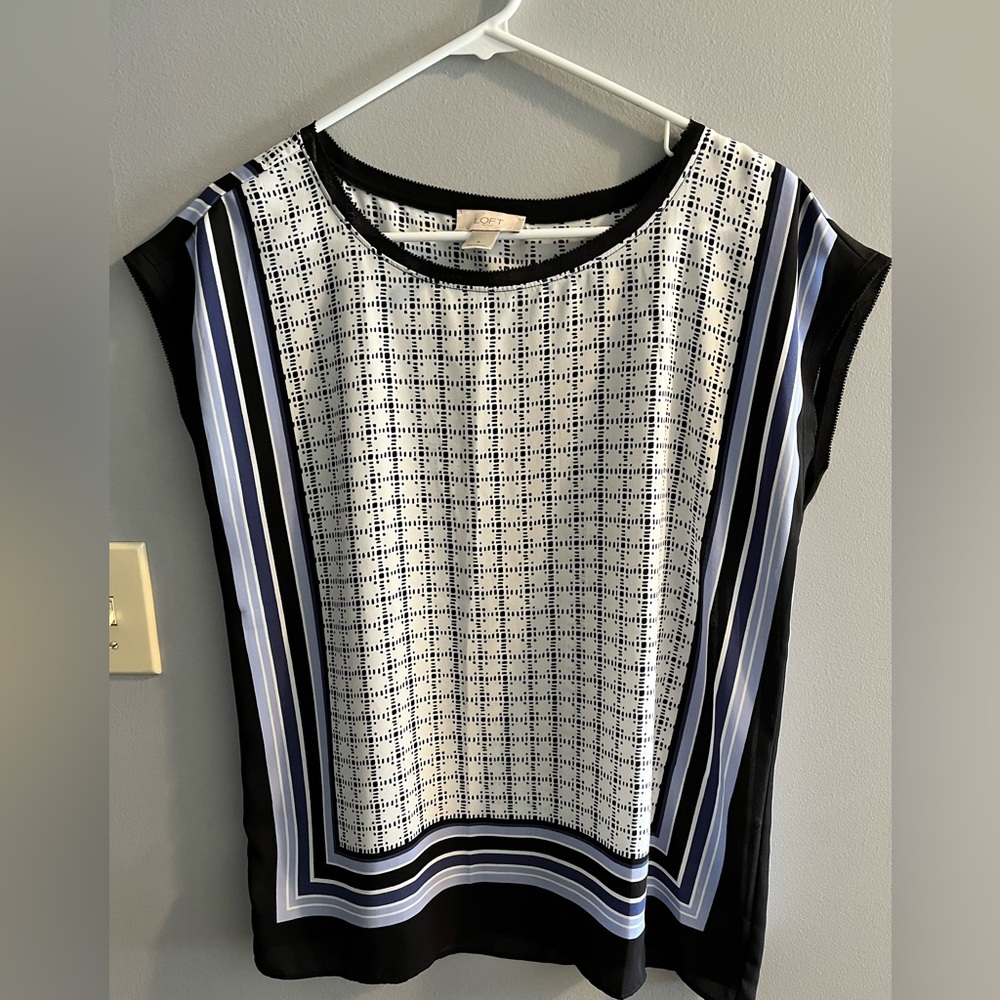 Navy and ivory LOFT shirt.